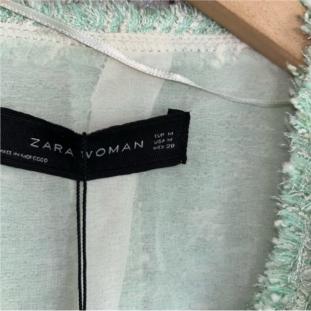 NWT Zara Fantasy Tweed Boucle Mint Button Blazer Rare - Picture 9 of 9